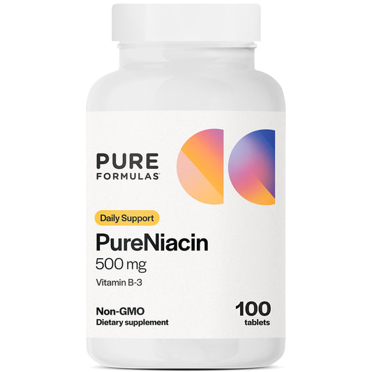 Frasco PureFormulas Niacina 500 mg vitamina B3