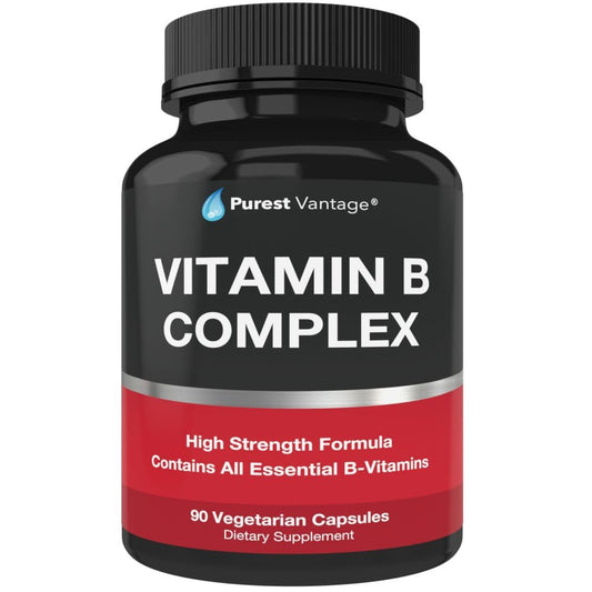 Frasco Purest Vantage complejo vitamina B 90 cápsulas vegetarianas