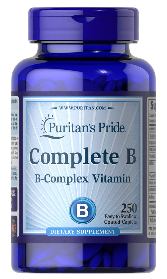 Frasco Puritan's Pride Complejo B metabolismo energético 250 tabletas