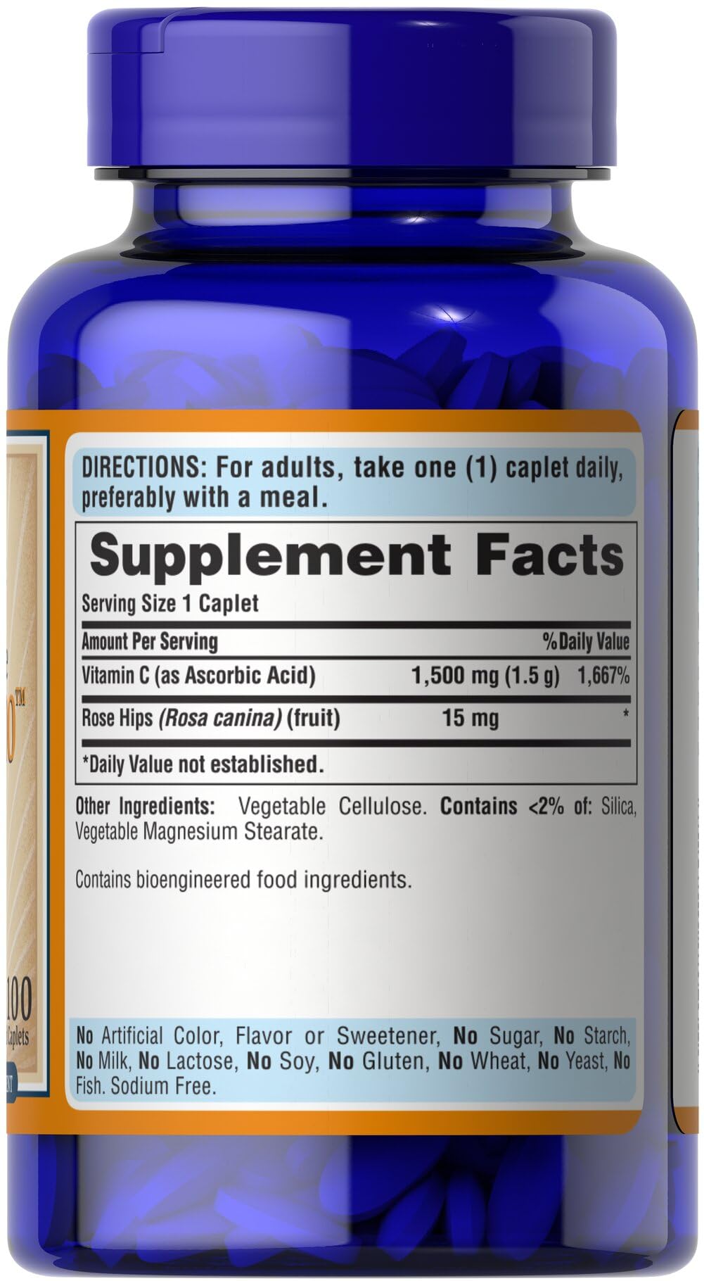 Frasco Puritan's Pride vitamina C 1500 mg liberación controlada