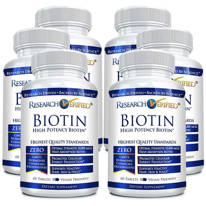 Frasco Research Verified Biotina 10,000 mcg 360 tabletas veganas