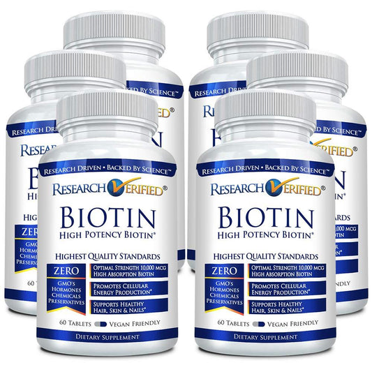 Frasco Research Verified Biotina 10,000 mcg 360 tabletas veganas