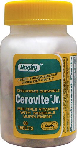 Frasco Rugby Cerovite Jr. con multivitaminas para niños