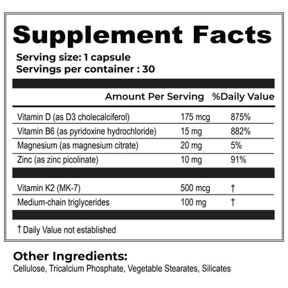 Frasco smart HEALTH vitamina D3+K2 y cofactors en fondo blanco