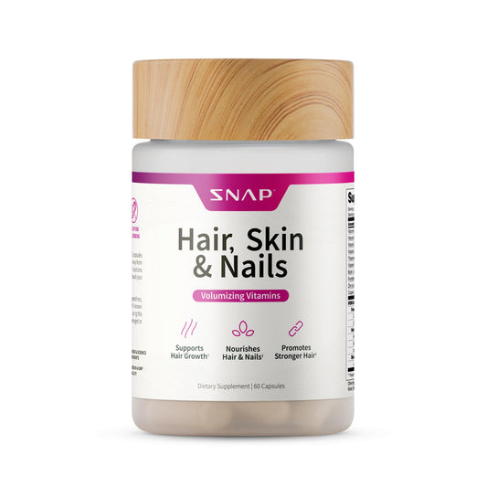 Frasco de Snap Supplements vitaminas cabello piel uñas 60 cápsulas