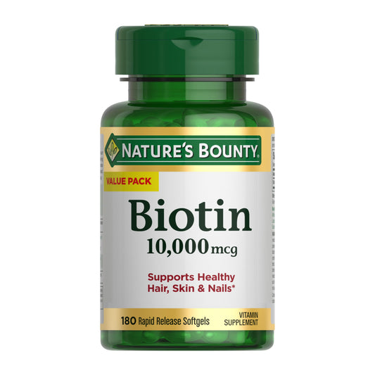 Frasco softgels biotina Nature's Bounty 180 unidades