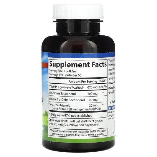Frasco y softgels Carlson Vitamina E Natural 1000 IU