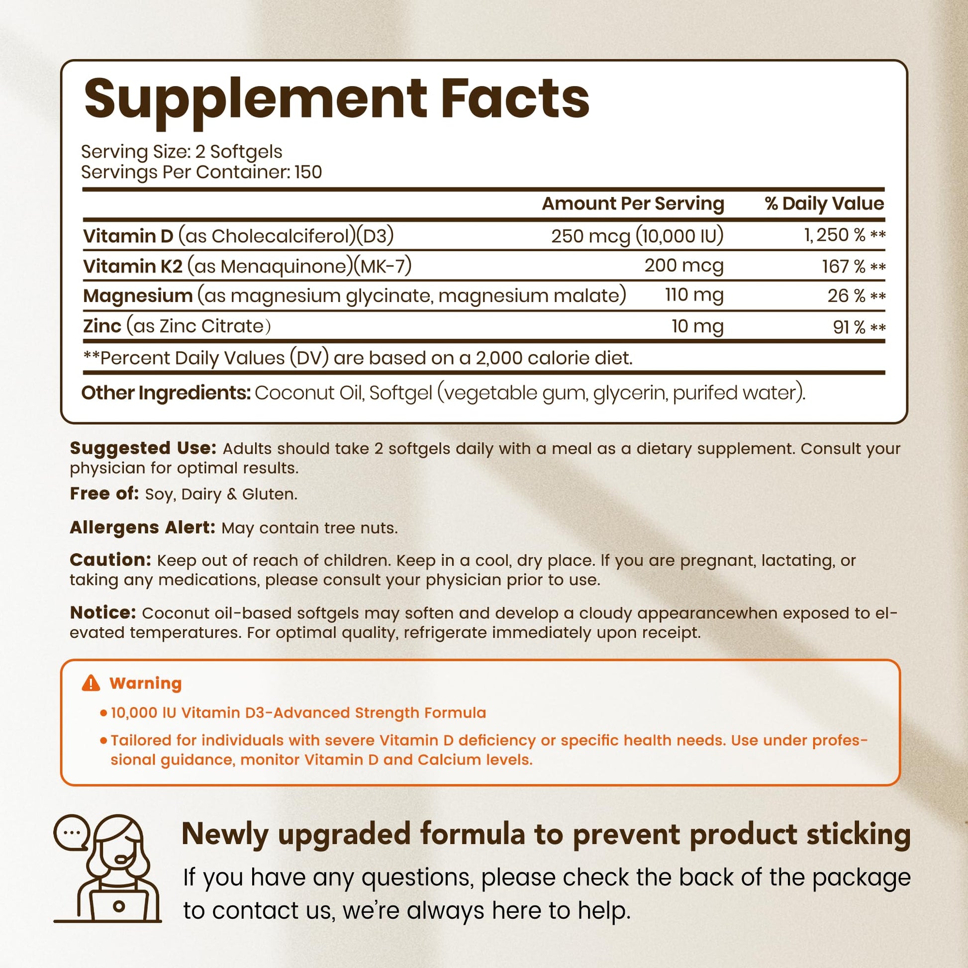 Frasco de softgels para huesos y energía VEV D3 K2 magnesio