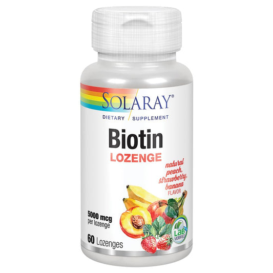 Frasco SOLARAY Biotina 5000 mcg 60 pastillas sabor natural