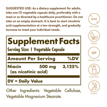 Frasco de Solgar Niacina 500mg