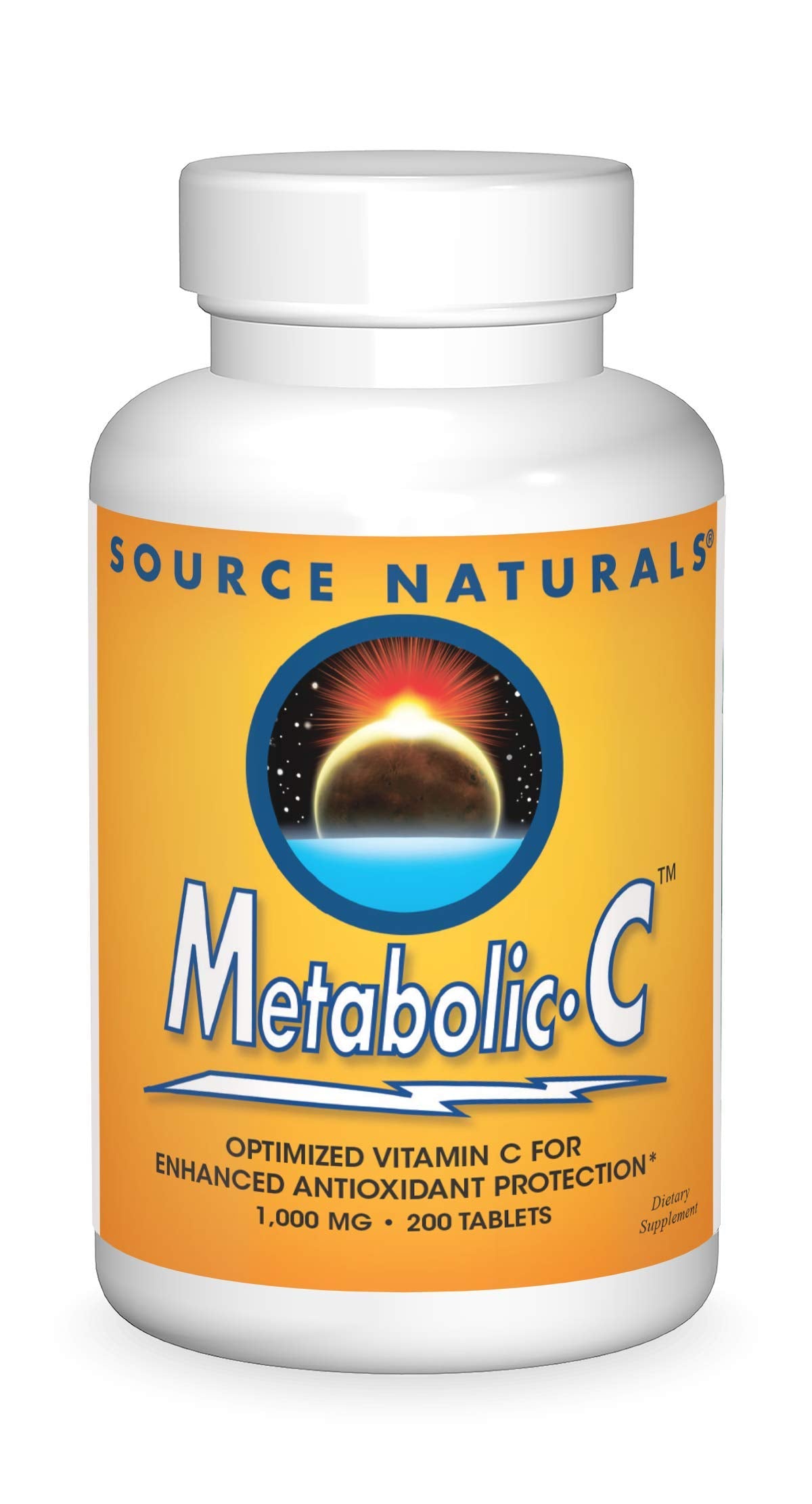 Frasco blanco Source Naturals Metabolic C Vitamina C 200 tabletas