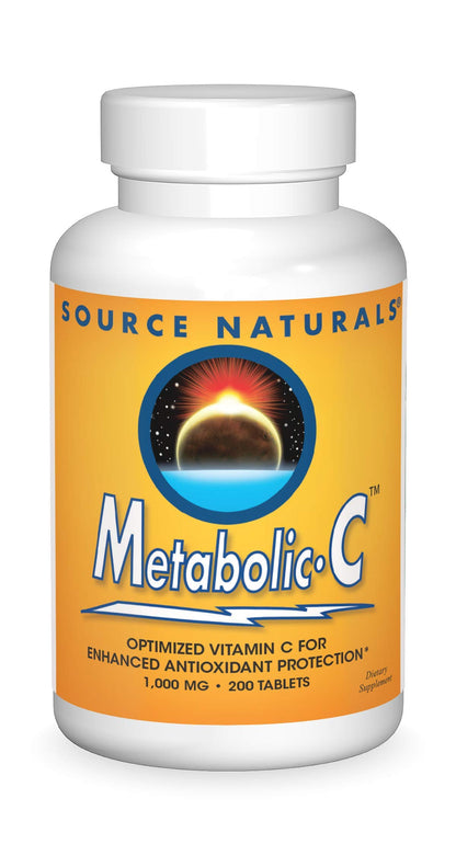 Frasco blanco Source Naturals Metabolic C Vitamina C 200 tabletas