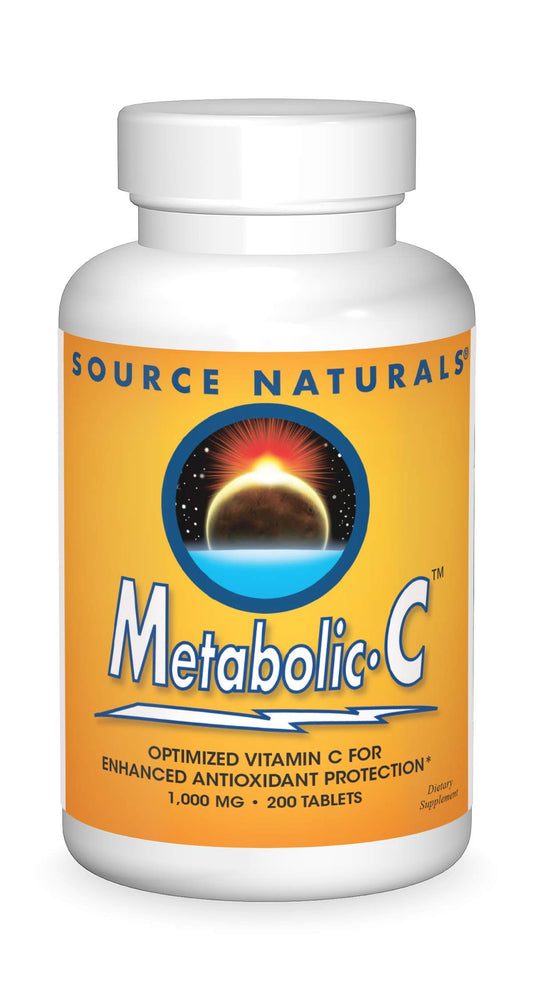 Frasco blanco Source Naturals Metabolic C Vitamina C 200 tabletas