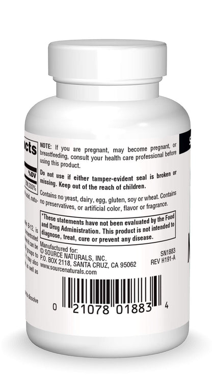 Frasco Source Naturals metilcobalamina vitamina b-12 sabor cereza