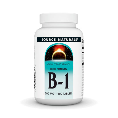 Frasco Source Naturals vitamina B1 tiamina 500mg alta potencia 100 tabletas