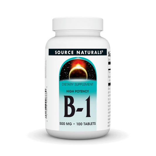 Frasco Source Naturals vitamina B1 tiamina 500mg alta potencia 100 tabletas
