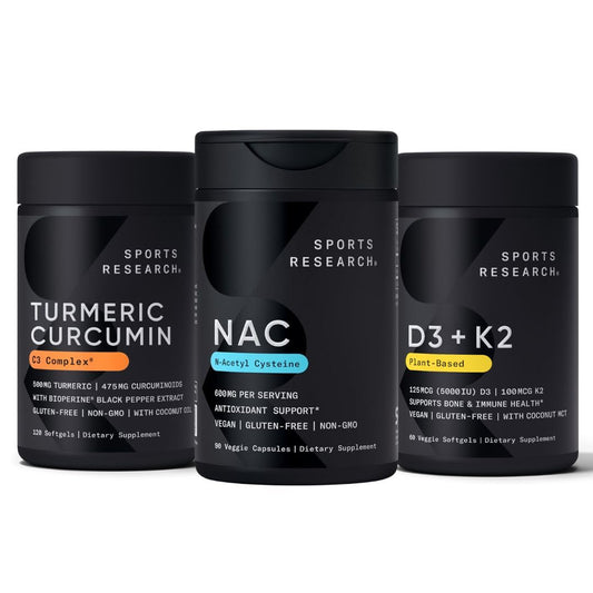 Frasco sports research vitamina d3 k2 con cúrcuma