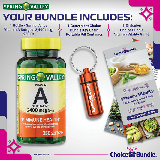 Frasco Spring Valley Vitamina A para sistema inmunológico y ojos