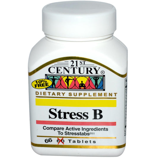 Frasco Stress B 66 tabletas suplemento vitaminas 21st century