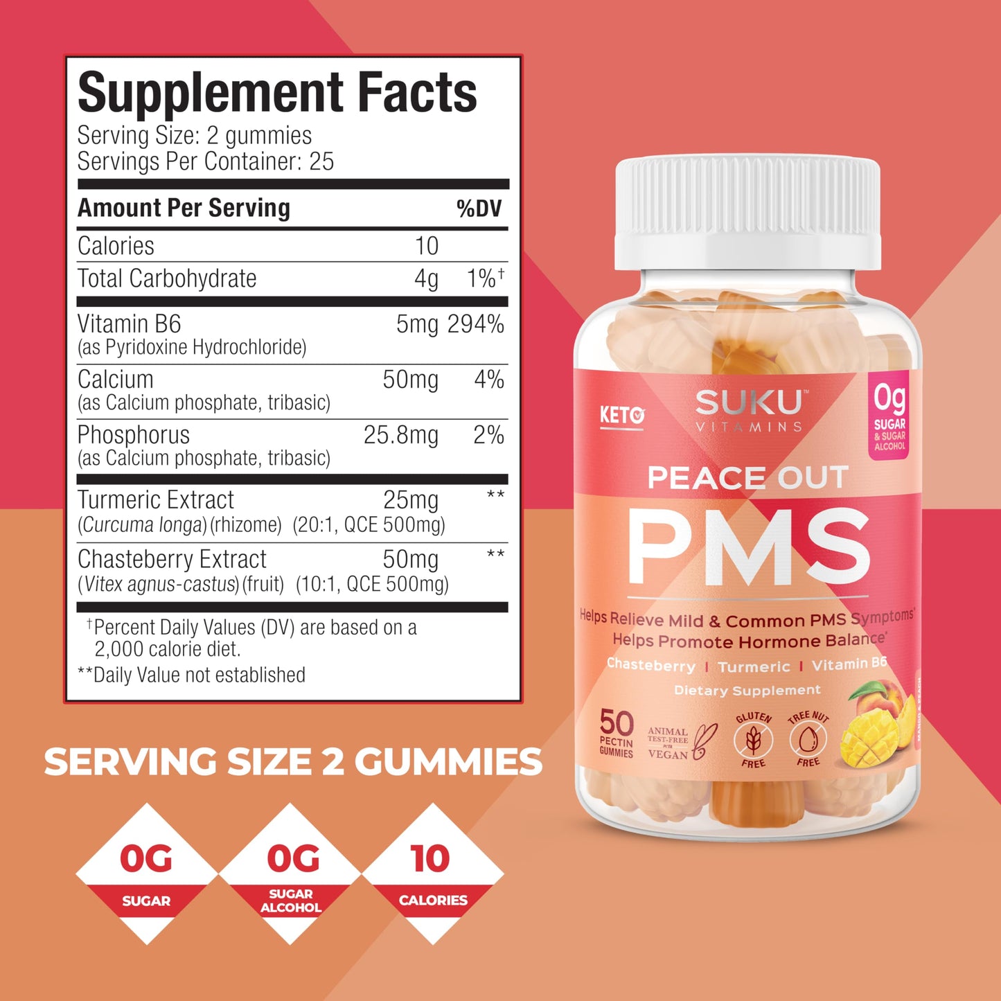 Frasco SUKU vitaminas gomosas PMS vitex ingrediente natural