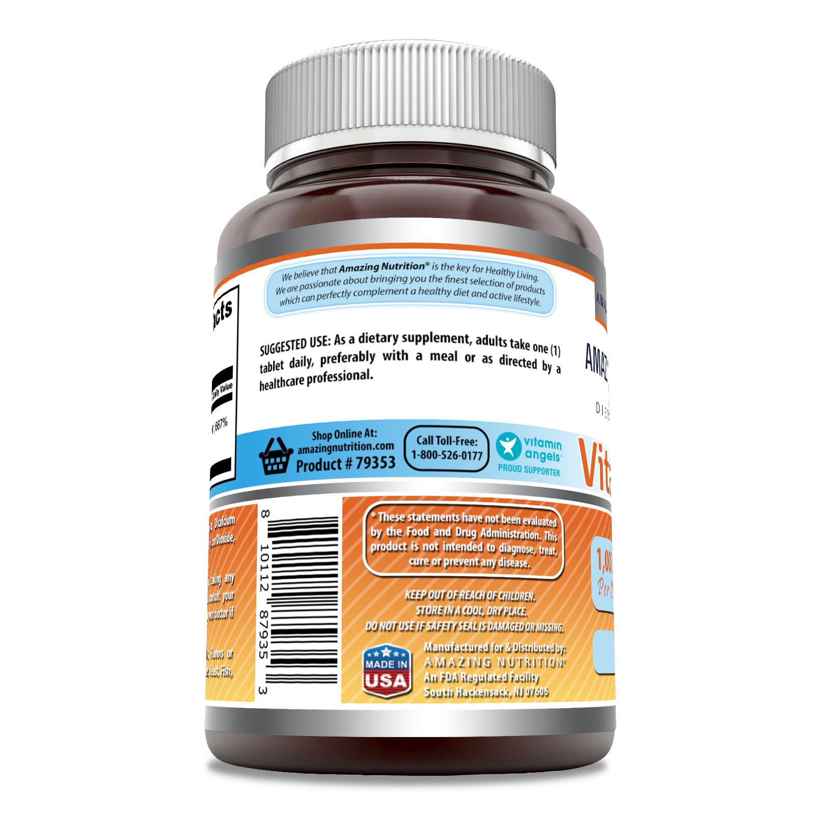 Frasco suplemento Amazing Formulas vitamina B12 pureza garantizada