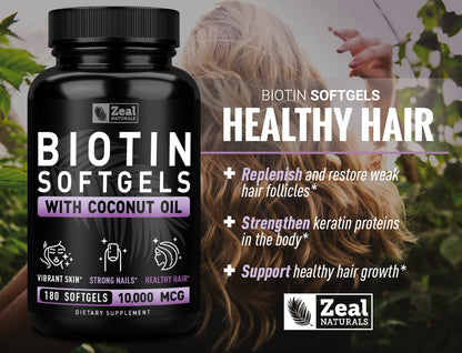 Frasco suplemento biotina para uñas y cabello Zeal Naturals