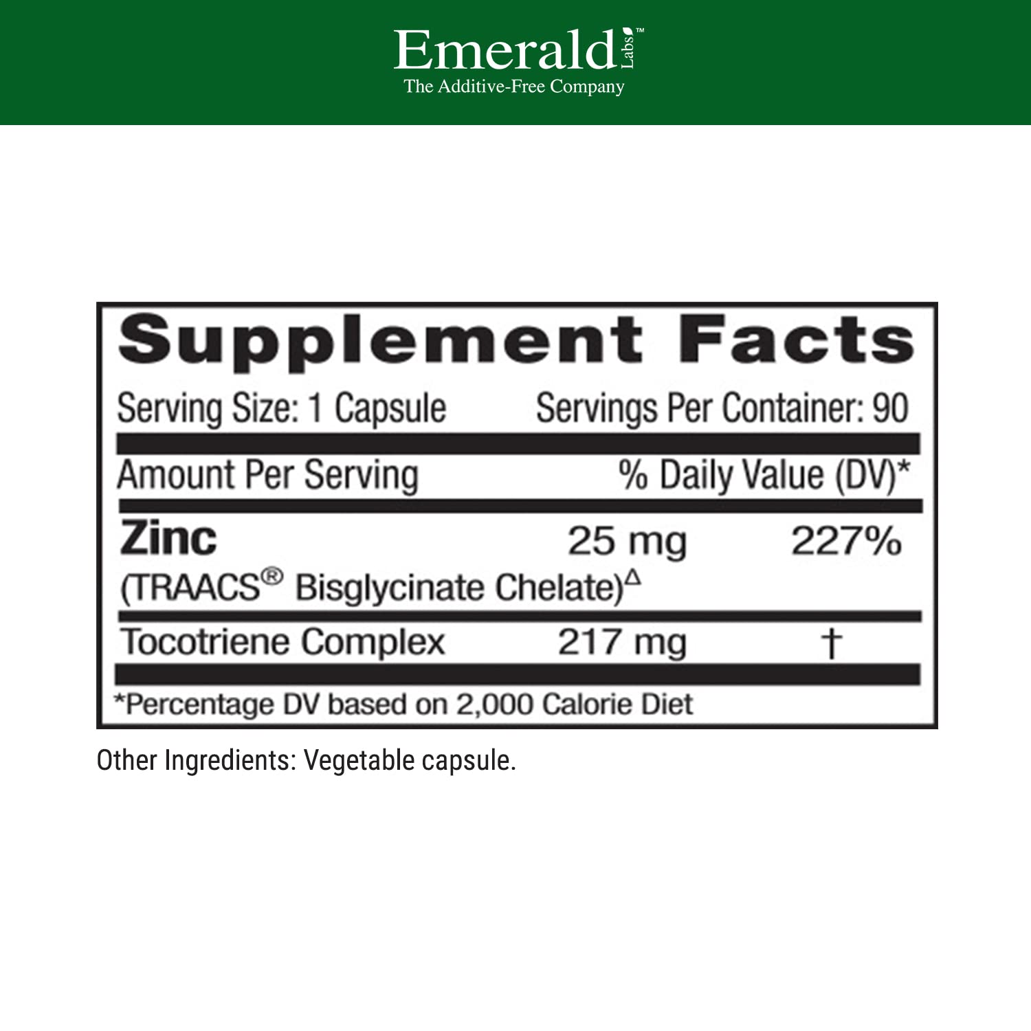 Frasco suplemento EMERALD LABS zinc y vitaminas para bienestar diario