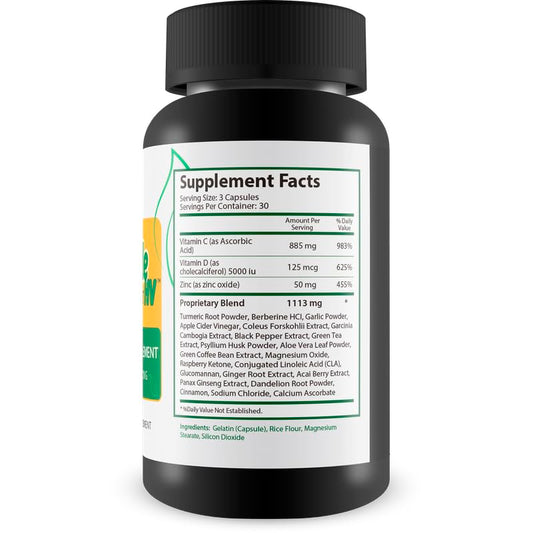 Frasco del suplemento inmunológico herbal homemade elixir hv 90 capsulas