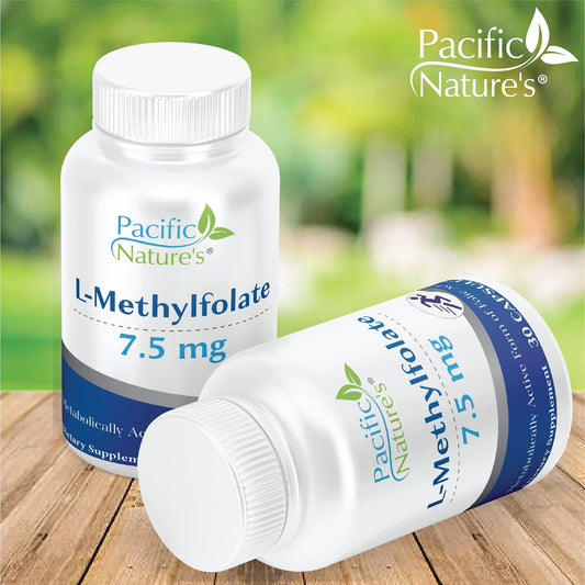 Frasco suplemento l-metilfolato 7.5mg para salud general