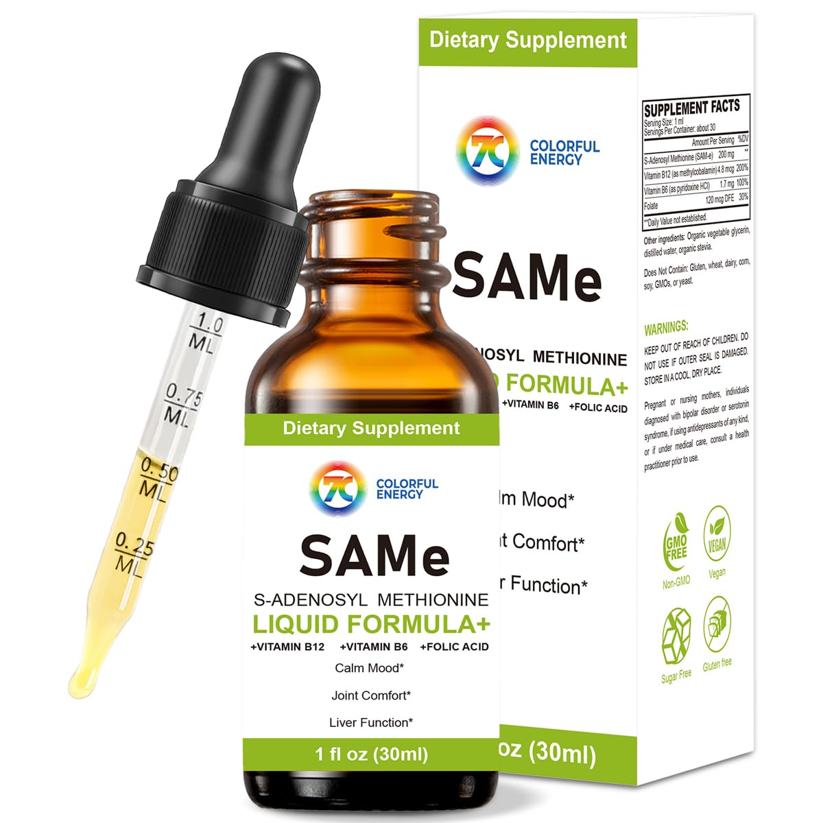 frasco suplemento liquido 7c sam e con vitaminas b6 b12
