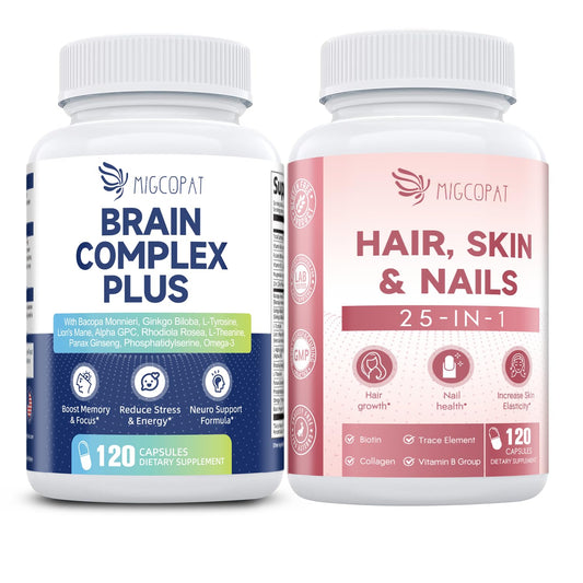 Frasco suplemento Migcopat para cabello piel y cerebro