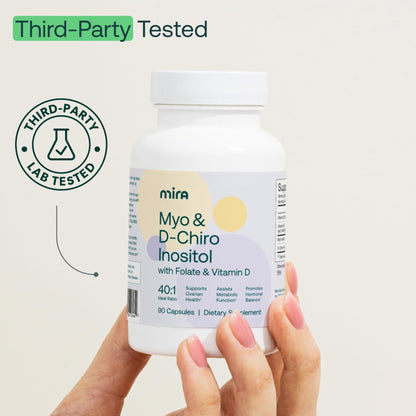 Frasco suplemento MIRA PCOS apoyo salud ovárica y metabolismo