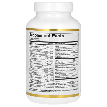 Frasco de suplemento multivitamínico Dos al Día California Gold Nutrition