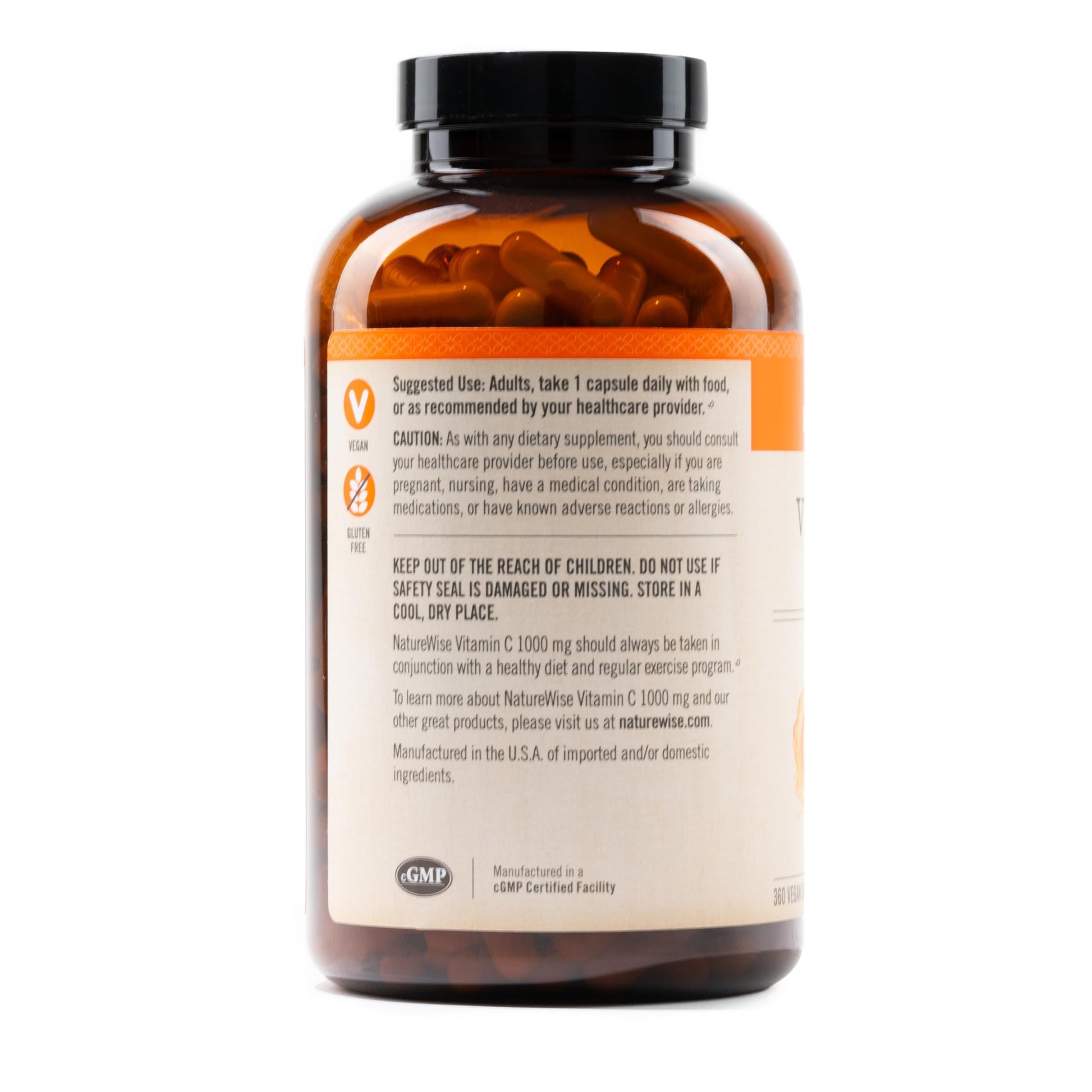 Frasco suplemento naturewise vitamina c 1000 mg