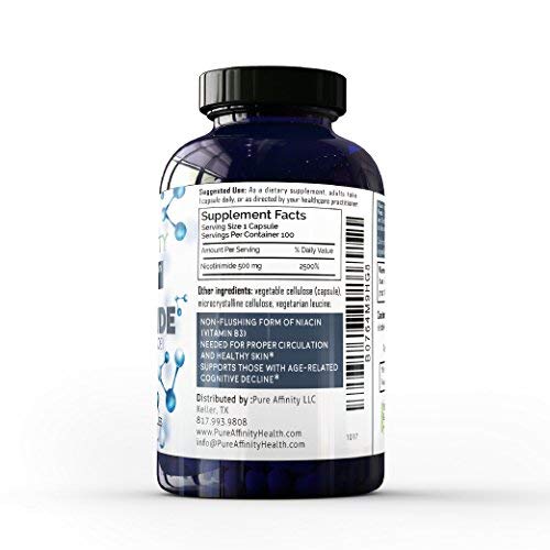 Frasco suplemento nicotinamida pure affinity 200 cápsulas