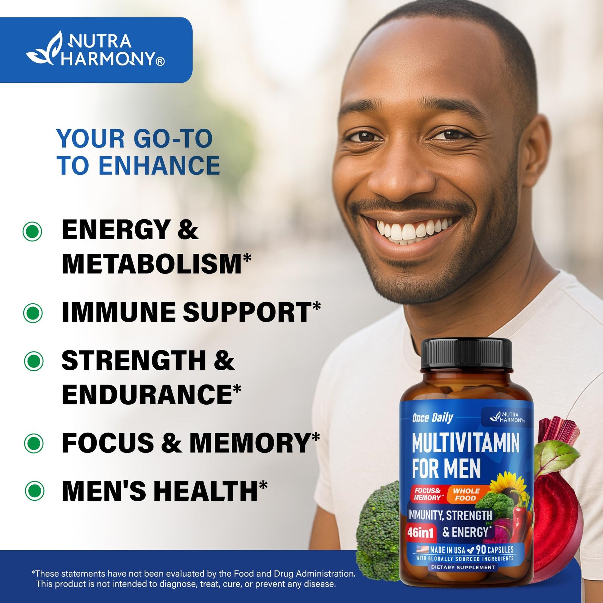 Frasco suplemento nutricional hombres Nutraharmony