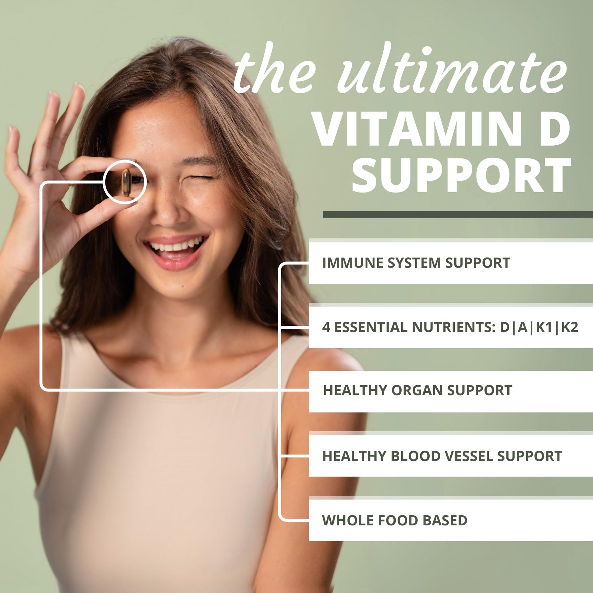 Frasco de suplemento Optimal Health Systems Essential DAK1K2 vitaminas esenciales