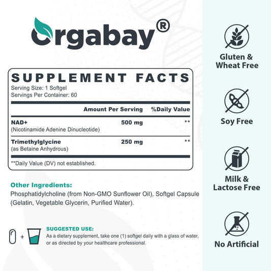 Frasco suplemento Orgabay NAD+ liposomal alta absorción y potencia
