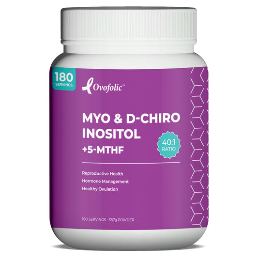 Frasco de suplemento Ovofolic Inositol para equilibrio hormonal