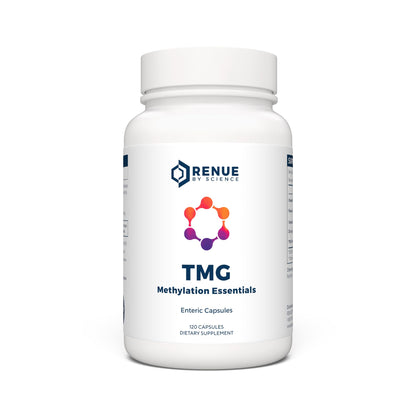 Frasco suplemento Renue By Science TMG 120 cápsulas
