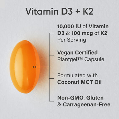 Frasco suplemento Sports Research D3 K2 vegano alta absorción