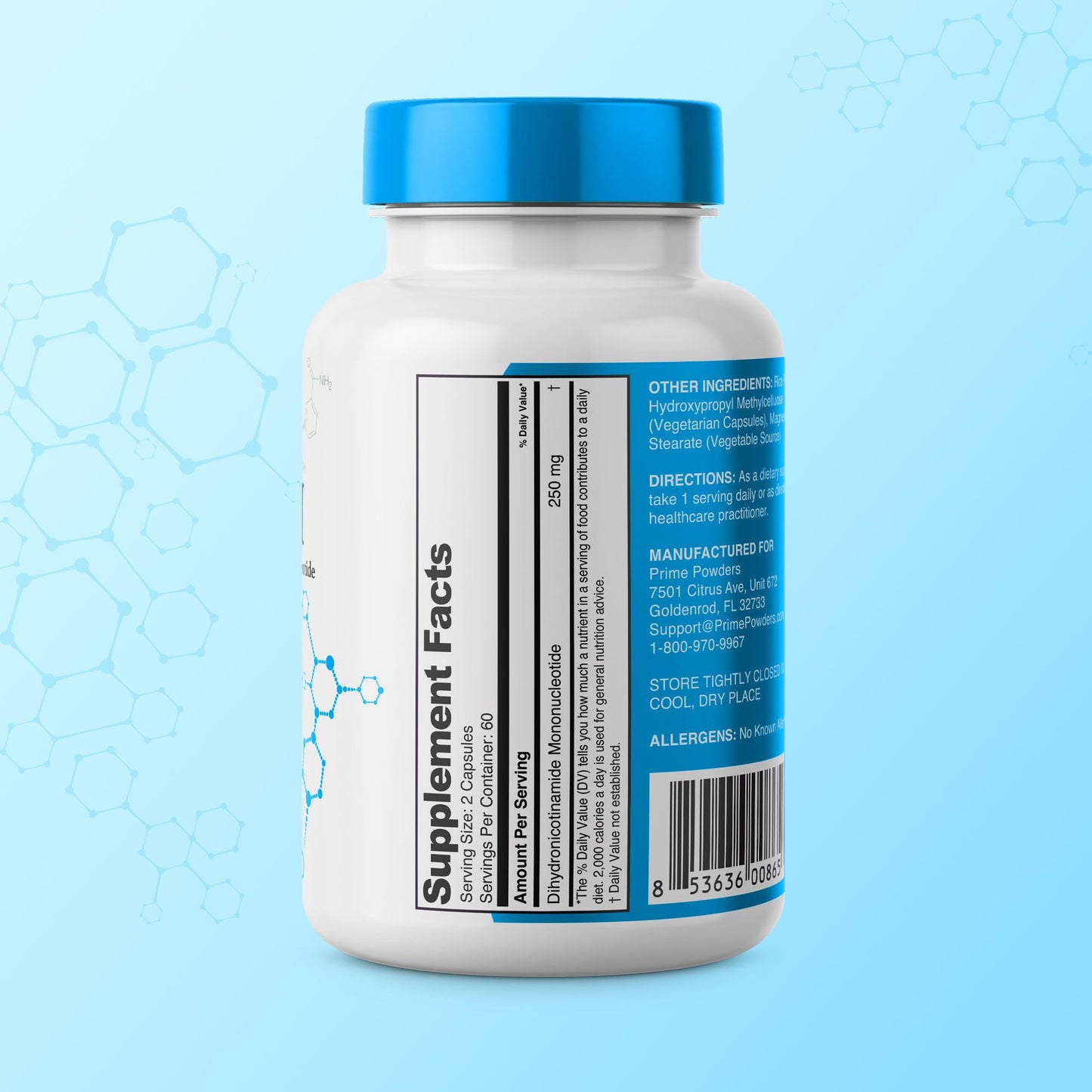 Frasco suplemento vegano NMNH Prime Powders