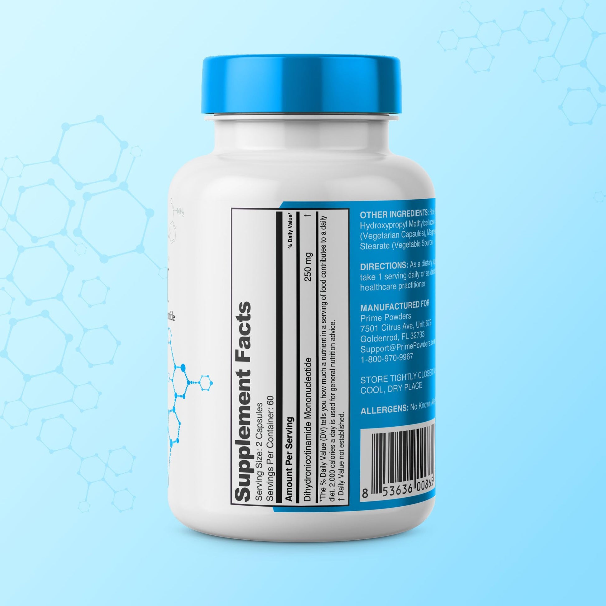 Frasco suplemento vegano NMNH Prime Powders