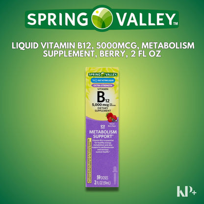Frasco suplemento vitamina B12 líquida KP+ 2 fl oz