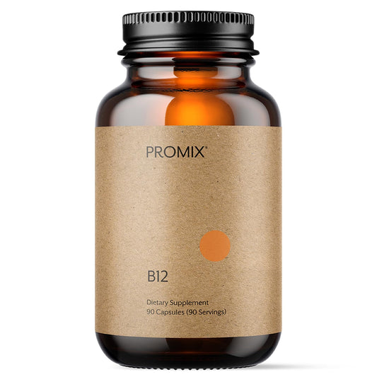 Frasco suplemento vitamina B12 Promix Nutrition 90 tabletas