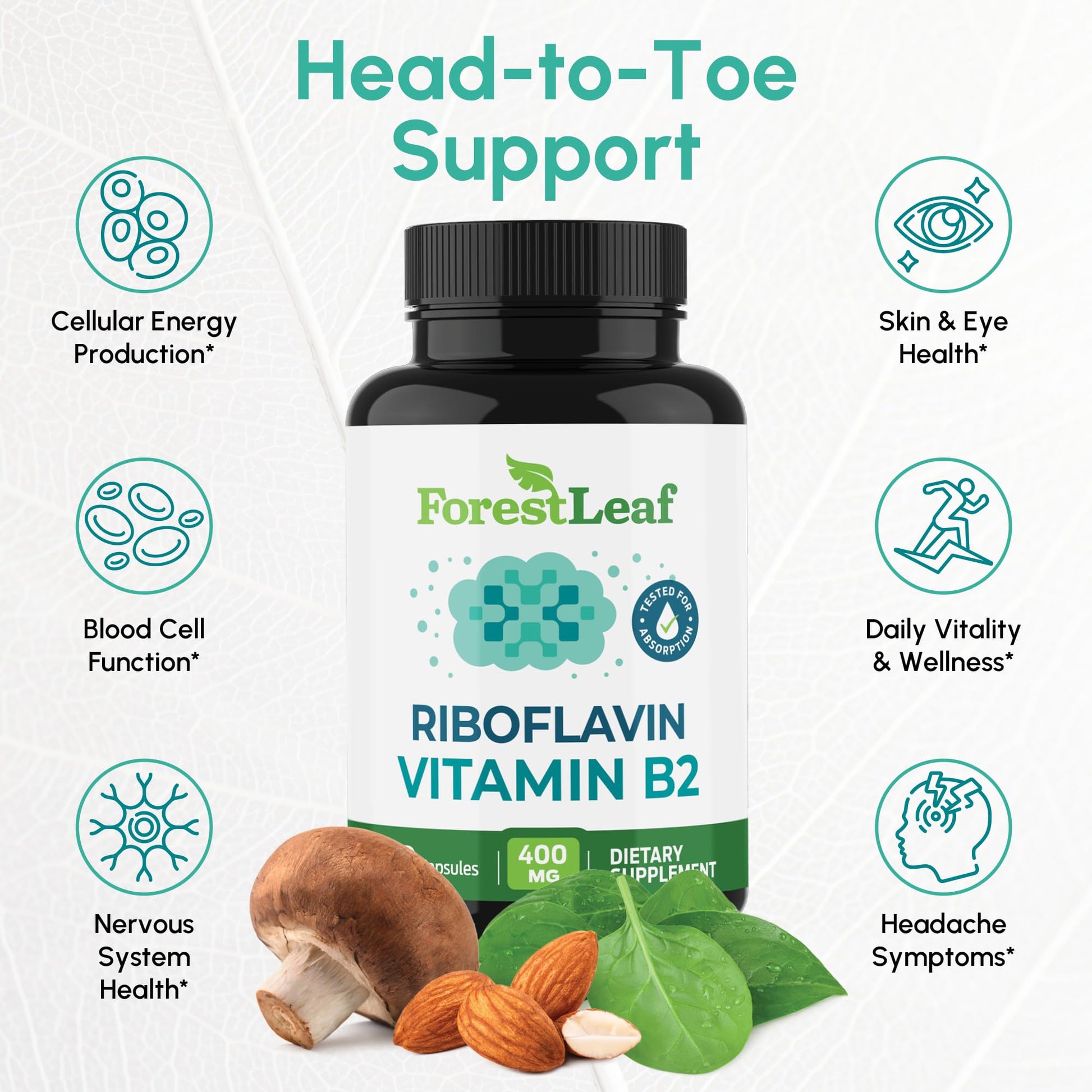 Frasco suplemento vitamina B2 riboflavina 400 mg 90 cápsulas