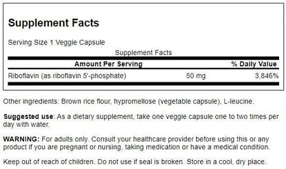 Frasco suplemento vitamina B2 riboflavina-5-fosfato Swanson 60 cápsulas