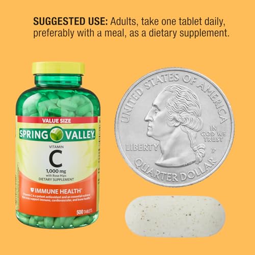 Frasco suplemento vitamina C 1000 mg rosa mosqueta Spring Valley