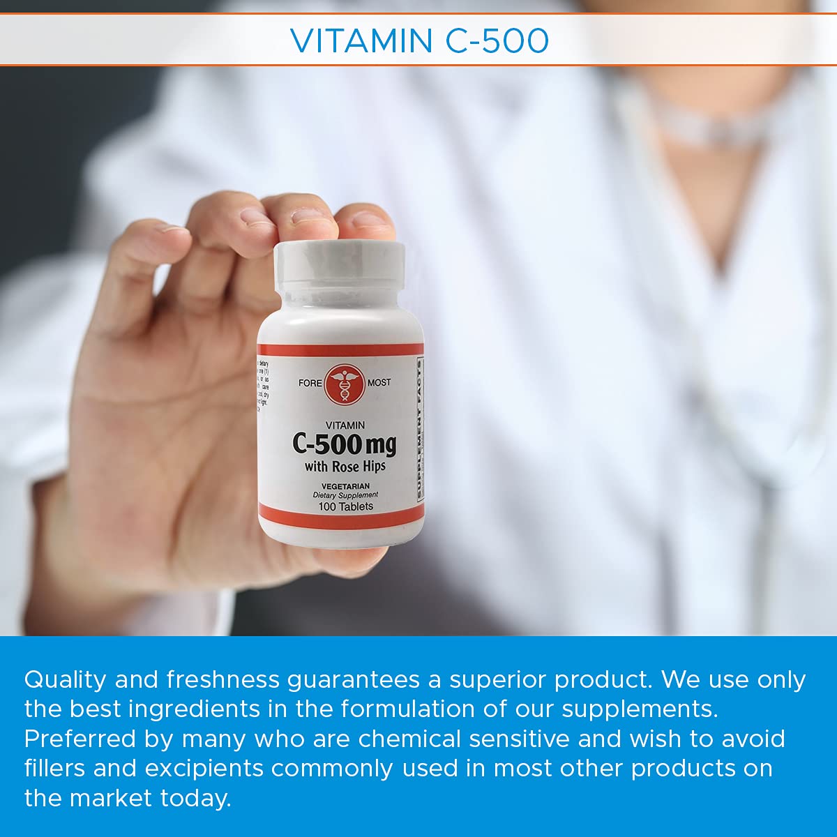 Frasco suplemento vitamina c 500mg y escaramujo Holistic Health