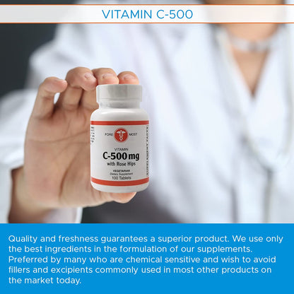 Frasco suplemento vitamina c 500mg y escaramujo Holistic Health